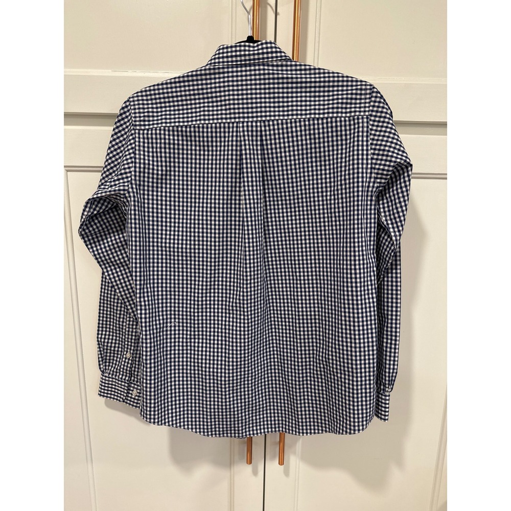 Brooks Brothers Fleece Navy White Gingham preppy Cotton Button Down Shirt L - Picture 5 of 8